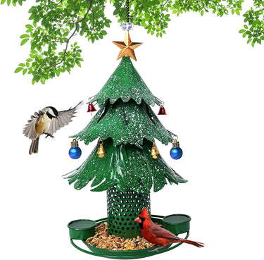 Bird Feeder Christmas Tree Bird Feeders for Outdoor, Metal Bird Feeder Hanging Outdoors, Wild Bird Feeders Cardinal Bird Feeder as a Great Gift for Bird Lovers, Garden Merry Christmas Decorations